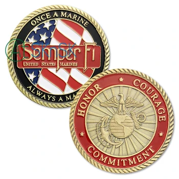 1 STK ' s i U.S. Marine Corps Udfordring Mønter USMC Semper Fidelis, Når En Marine Altid En Marine
