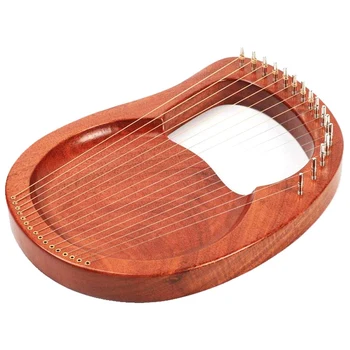 16 String Træ-Lyre Harpe Metal Strenge Mahogni Massivt Træ String Instrument med Tuning Skruenøgle