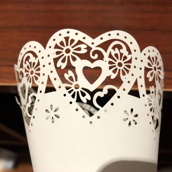 2019 50STK/Sæt Romantisk Bryllup til Valentinsdag Papir Blomst Rør Hule Elsker Blonder Konfetti Kegle Papir Kop Gave Emballage, Papir
