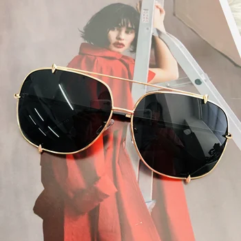 2020 Vintage Overdimensionerede Pilot Solbriller Kvinder UV400 Mode Nitte Brand Designer Store Billede Sol Briller er For Kvinder, Mænd Briller