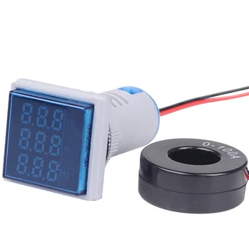 22mm 50-380V 100A Digital LED Volt Amp HZ AC Amperemeter Voltmeter, Aktuel Frekvens, Spænding Indikator, der Måler Tester Signal Lys
