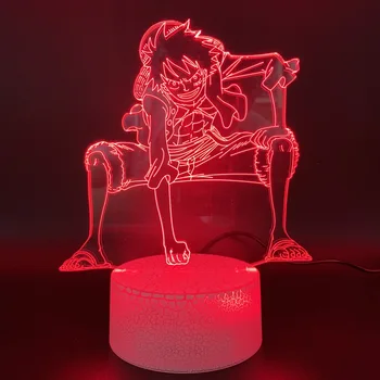 3D Led Nat Lys Lampe Ét Stykke Abe D Ruffy Figur Værelses Deco Lyse Base Farve Skiftende Børn Atmosfære Barn Fødselsdag Gave