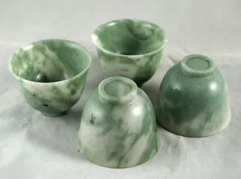 4stk Naturlig Grøn Jade testel Hånd slibning Fine kopper.