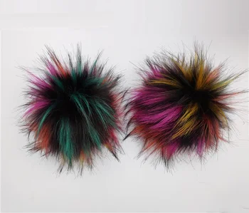 5pc/masse Engros-15cm Natur Bløde Pom poms For Strikkede Huer Huer Kunstige Polyester Rainbow Multi farve Hairyball