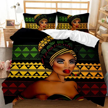 Afrikanske Piger 3D Printet Dynebetræk 3stk Dynen Dække Sengetøj Sæt Dronning King Talsmanden Dække Enkelt Dobbelt Sengetøj i Eksotiske
