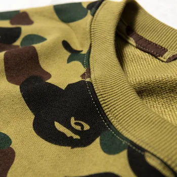 Bape Hættetrøjer Vinter Fashion Brand Camouflage Casual Par Tynd Langærmet Crewneck Sweatshirt Mænd Tøj