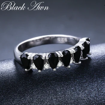 [BLACK AWN] Ren 925 Sterling Sølv Finger Ring Smykker, Trendy Vand-drop forlovelsesringe for Kvinder G097