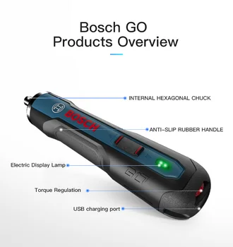 Brand Originale BOSCH GO Mini Elektrisk Skruetrækker 3,6 V lithium-ion Batteri Genopladeligt Akku-Bore med boremaskine bits kit