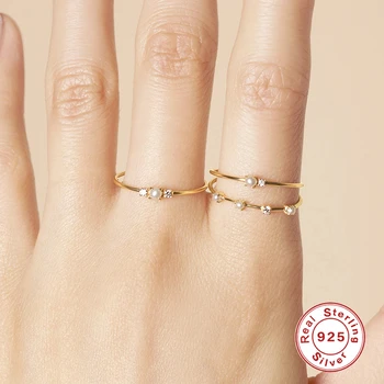 Canner 925 Sterling Sølv Perler, Ædelstene, Bryllup, Engagement Ringe til Kvinder, Piger Finger Ringe Fine Ring Jewerly
