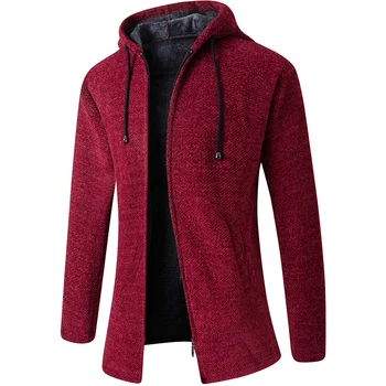 Cardigan i 2020, Lange Ærmer, Solid Mænds Mode Sweater Frakke Tyk Afslappet Slank Klassisk Holde Varmen Mandlige Foråret Efteråret Hatte MOOWNUC