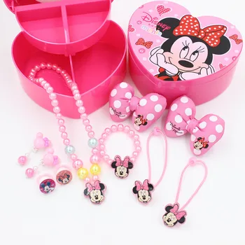 Disney tegnefilm børn Mickey Mouse hår klippet hoved reb ring, halskæde, armbånd, øreringe pige fødselsdag gave hovedbeklædning opbevaringsboks