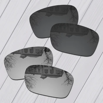 E. O. S 2 Par Sort & Sølv, hverken i Polariserede stik Udskiftning Linser for Oakley Indsatte Solbriller