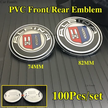 Engros 100pcs Bil Foran Bonnet Klistermærker Badge Expoy Auto Kuffert Emblem Caps For Bmw Bil Serie 74mm 82 mm PVC Krom Base label