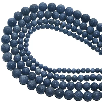 Engros natursten Blå Koral Runde Løse Perler 4 6 8 10 12 MM Pick Størrelse Til Smykker at Gøre DIY Armbånd Halskæde Materiale