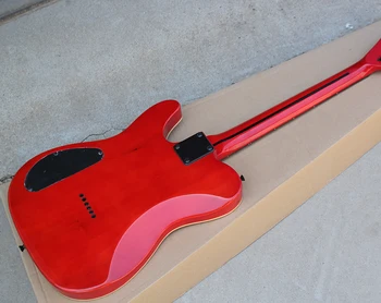 Factory Custom Rød El-Guitar med Flamme Ahorn Finer,H H Pickup,Sort Hardwares,Rosewood Gribebræt,Skræddersyede Tilbud