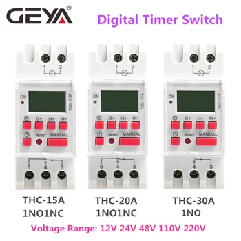 GEYA THC-15 Tid Skifte Ugentlige Programmerbare DIN-Skinne-LCD-Digital kontaktur 16A ACDC 12V 24V 110V 220V 240V