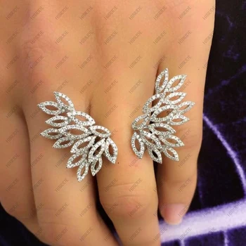 HIBRIDE Mode Luksus Blad Design AAA Cubic Zirconia Ring Nyt Engagement Resizable Ring for Kvinder Fest Tilbehør Bijoux R-05