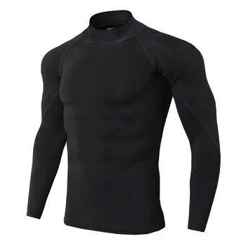 Høj krave Kompression Shirts til Mænd Bodybuilding Sportstøj T-shirt Langt Ærme Top Fitnesscentre T-Shirt Mænd, Trænings-og Stramme Rashgard