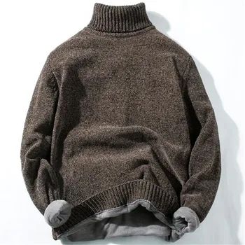 Høj Kvalitet Varm Turtleneck Sweater Mænd Mode Solid stribet Strikket Herre Trøjer Afslappet Slank Pullover Mandlige Varm