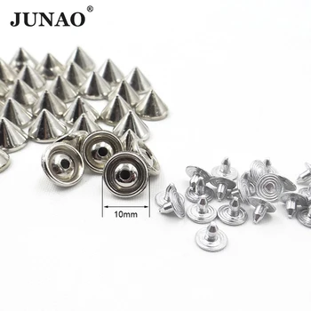 JUNAO 10mm Sølv Guld Nitter og Pigge Punk Dekorative Nitte For Læder Tøj DIY Håndværk Tilbehør 500pcs