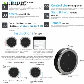 Kebidu 1pc Trådløse Bluetooth 3.0 Media-Knappen Bil, Motorcykel Rattet Musik Spille Fjernbetjening til iOS/Android Engros