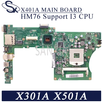 KEFU X401A Laptop bundkort til ASUS X301A X401A X501A oprindelige bundkort HM76 Støtte I3 CPU