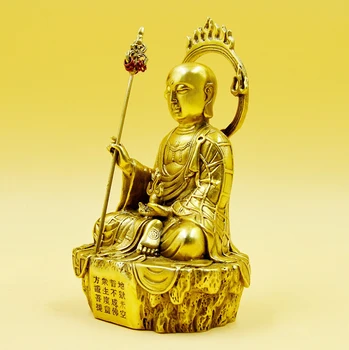 Ksitigarbha Buddha-statue Ksitigarbha Bodhisattva figur kobber King på Inferno højt om 17cm