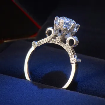 Kæmpe Krystal Hvide Zircon Sten Ring Kvindelige Åben Ring I Ægte Sølv Farve Bryllup Smykker Løfte Forlovelsesringe For Kvinder