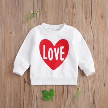 Lioraitiin 1-6Years New Kids Baby Dreng Pige Valentine ' s langærmet Hjerte Mønster Pullover Sweatshirt Foråret Efteråret Tøj