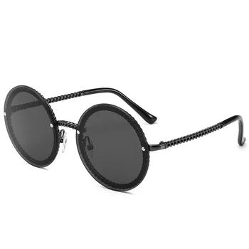 Luksus Mode Runde Solbriller Kvinder Vintage Retro Brand Designer Kæde Metal Ramme Skygge, Sol Briller til Kvinder Brillerne Mænd