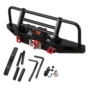 Metal Front Kofanger med Winch Remote Controller System til 1/10 RC Crawler Traxxas TRX4 Axial SCX10 & SCX10 II 90046