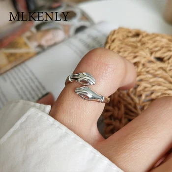 MLKENLY 925 Sterling Sølv Åbne Finger Ringe Finger Knus Mode Smykker Tilbehør Justerbar Sølv Ring Kvindelige Bijoux