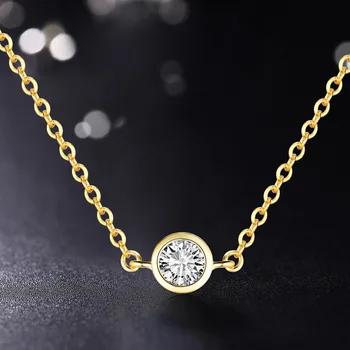 Mode 925 Sterling Sølv Kvinders Halskæder & Vedhæng choker halskæde mode guld farve krystal halskæde til kvinder G