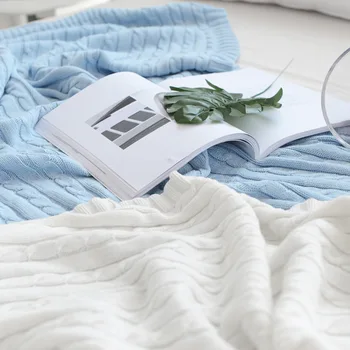 Mode Aircondition Comfy Sovende Sengetæpper Solid Farve Strikkede Tæpper Bed Cover Bløde Smide Tæppe Sengetæppe Sengetøj