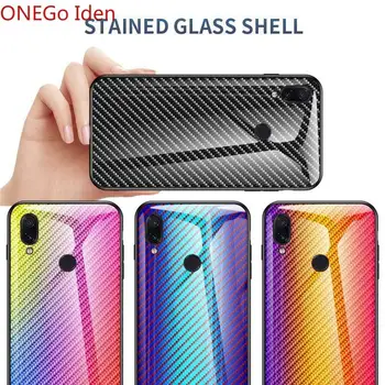 Mode Sag For Meizu Note 9 Tilfælde Hårdt Hærdet glas Gradient carbon fiber beskyttende dække for meizu 16XS 16S telefon shell
