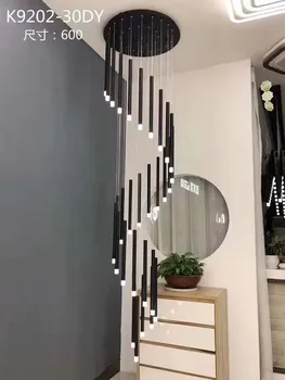 Moderne luksus LED trappe lysekrone indendørs installation spiral trappe light hotel lobby strygejern lang lysekrone