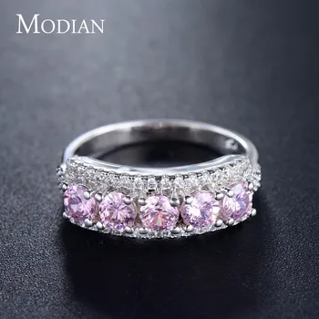Modian Ny Stil Klar Pink Sten CZ Mode luksus Finger Ringe Part Jubilæum Romantiske Smykker Til Kvinder Mode Ringe Anel