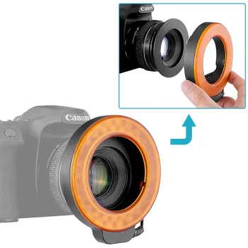 Neewer 48LED Macro Ring Lys+6 Adapter Ringe til Canon EOS100D/700D/650D/1100D/600D/60D/50D/Nikon D5300/D5000/D3000/D3200/D5100