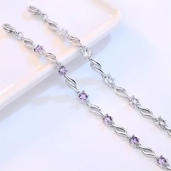 NEHZY 925 sterling sølv smykker, armbånd af høj kvalitet, retro mode kvinde lilla krystal fire ben DIY armbånd længde 20,5 CM
