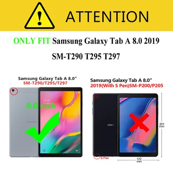 Nye 3D-Malet PU Læder taske Til Samsung Galaxy Tab Et 8,0 2019 Smart Cover Til Samsung SM-T290 T295 T297 tablet tilfælde+Film
