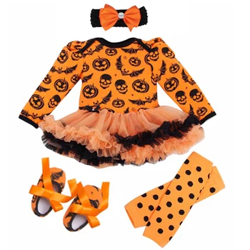 Nyfødte Halloween Tøj Baby Pige Tøj Sæt Skull Pumpkin Min Første Halloween Outfits Sjove Party Tutu Kostumer Xmas Gaver