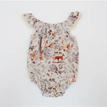Nyfødte Søde Blomster Baby Rompers Flæser Buksedragt Baby Små Piger Sunsuit Outfits Børn Tøj 0-36M