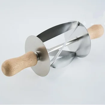 Opgradering af Rustfrit Stål Brød Kniv dejen cutter Med Træ-Håndtag Gør Croissant Trekant Rullende Kniv køkken tilbehør