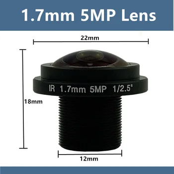 Panorama 5MP 1/2.5 tommer M12 Overvågning Linse 1,7 mm Fiskeøje Full HD For IP-AHD CCTV Sikkerhed Kamera Overvågning