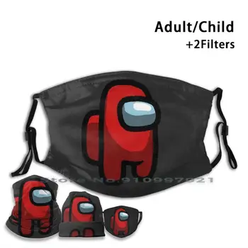 Red Karakter-Blandt Os Udskrive Pm2.5 Filter Genanvendelige Munden Ansigtsmaske Til Børn, Voksne I Blandt Os, Blandt Os Amongus