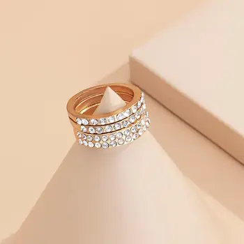 Salircon Kpop Luksus Crystal Ringe til Kvinder Mode Æstetiske Skinnende Rhinestone Par Ringe Sæt Bryllup Smykker Gave 2021 Tendens