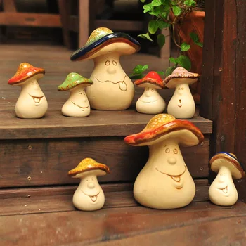 Søde Champignon Familie Keramiske Håndværk Miniature Figur Mini Fe Tilbehør Til Haven Dejlige Hjem, Indretning, Kreative Bryllup Gaver