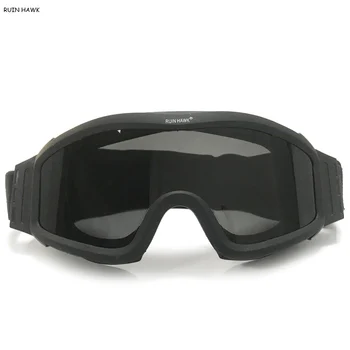 Taktisk UV-Beskyttelsesbriller, Vindtæt Sport Beskyttelsesbriller, Anti-Tåge Airsoft Jagt Skydning Beskyttende Militære Bekæmpelse af Briller Briller 3 Linse
