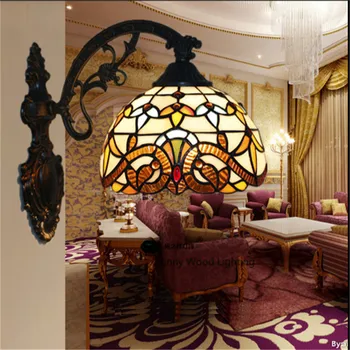 Tiffany væg lampe, konventionelle Barok væglampe ,20cm diameter vægmonteret tiffany lys for villa