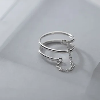 TrustDavis Ægte 925 Sterling Sølv Mode Sød 3 Lag Chiain Åbning Ring For Kvinder bryllupsfest Fine S925 Smykker DB128